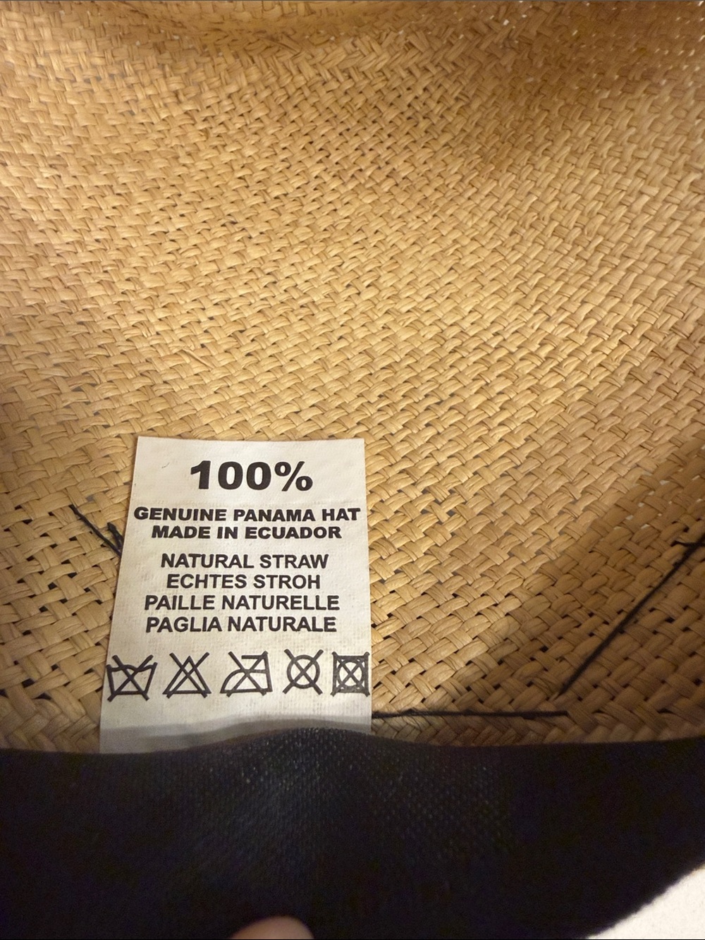 Straw Panama Hat with Black Band - Unbranded - Picture 3 of 5